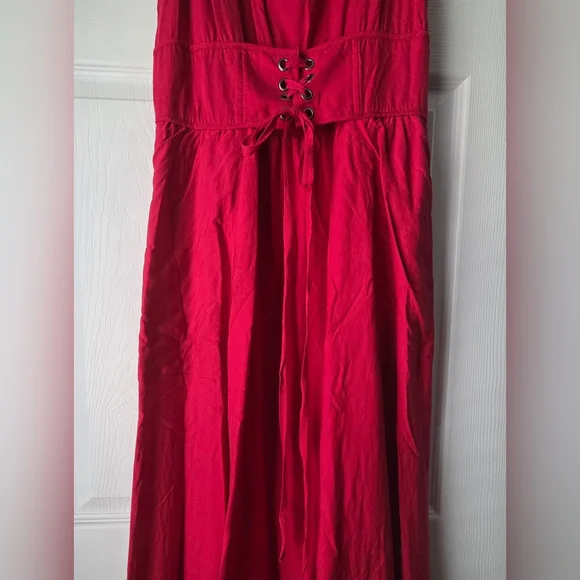 Anthropology Plenty By Tracy Reese Red Sleeveless Corset-Waist Midi Dress Size 6 - Picture 5 of 13